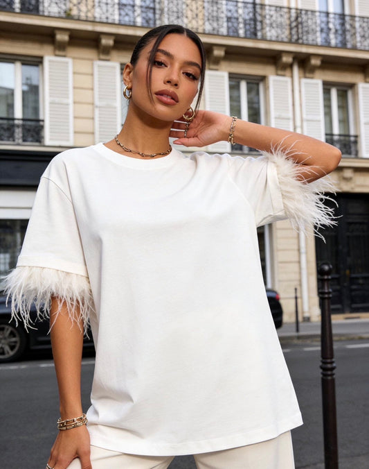 Lumina T-Shirt with feathers