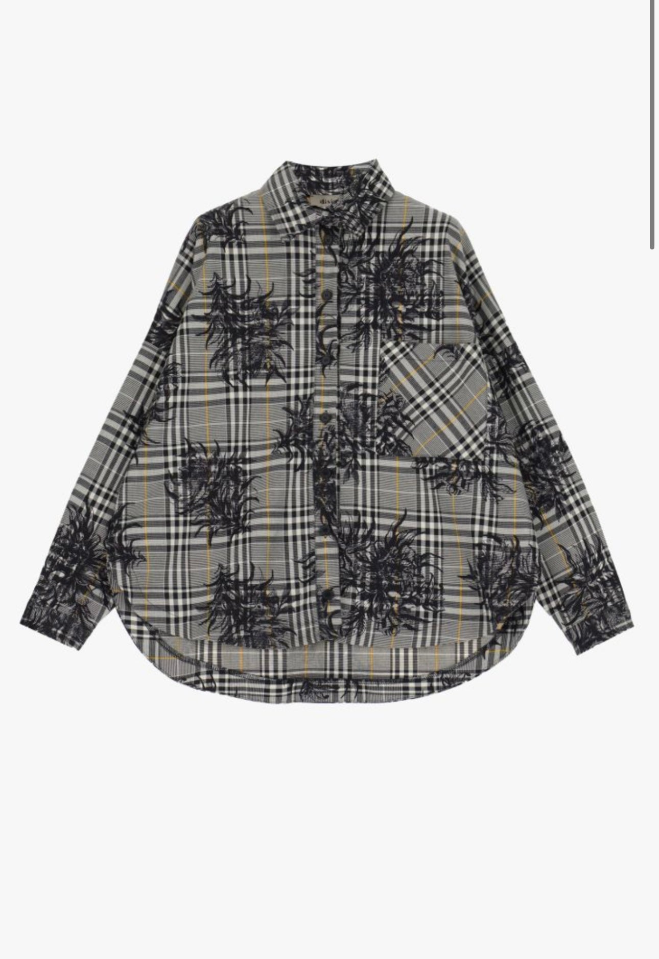 Shirt with plaid pattern and floral print