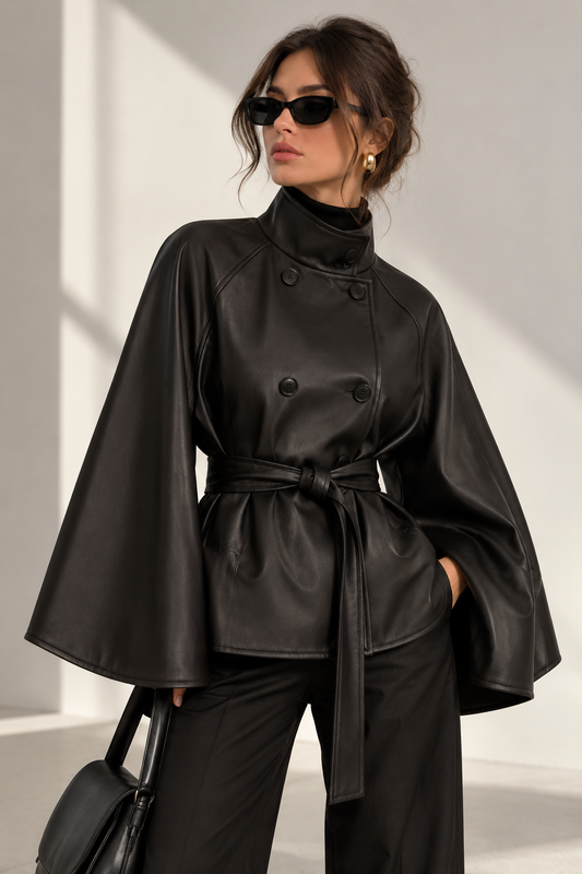 Cape Effect Jacket με Ζώνη – Black
