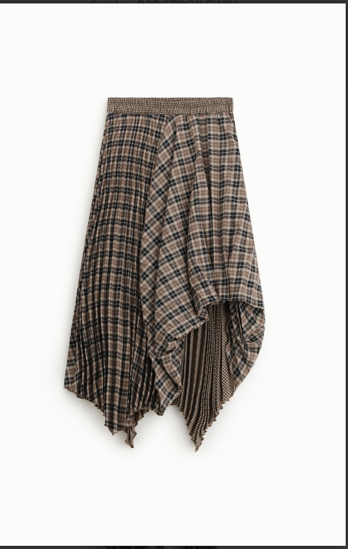 Dixie Asymmetrical Check Midi Skirt – Brown