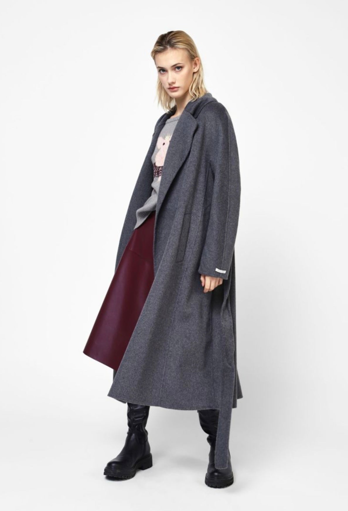 Handmade Long coat with wide collar