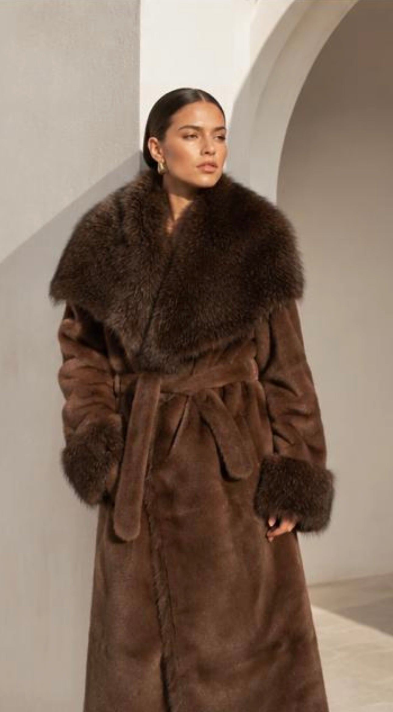 Faux Fur Coat brown