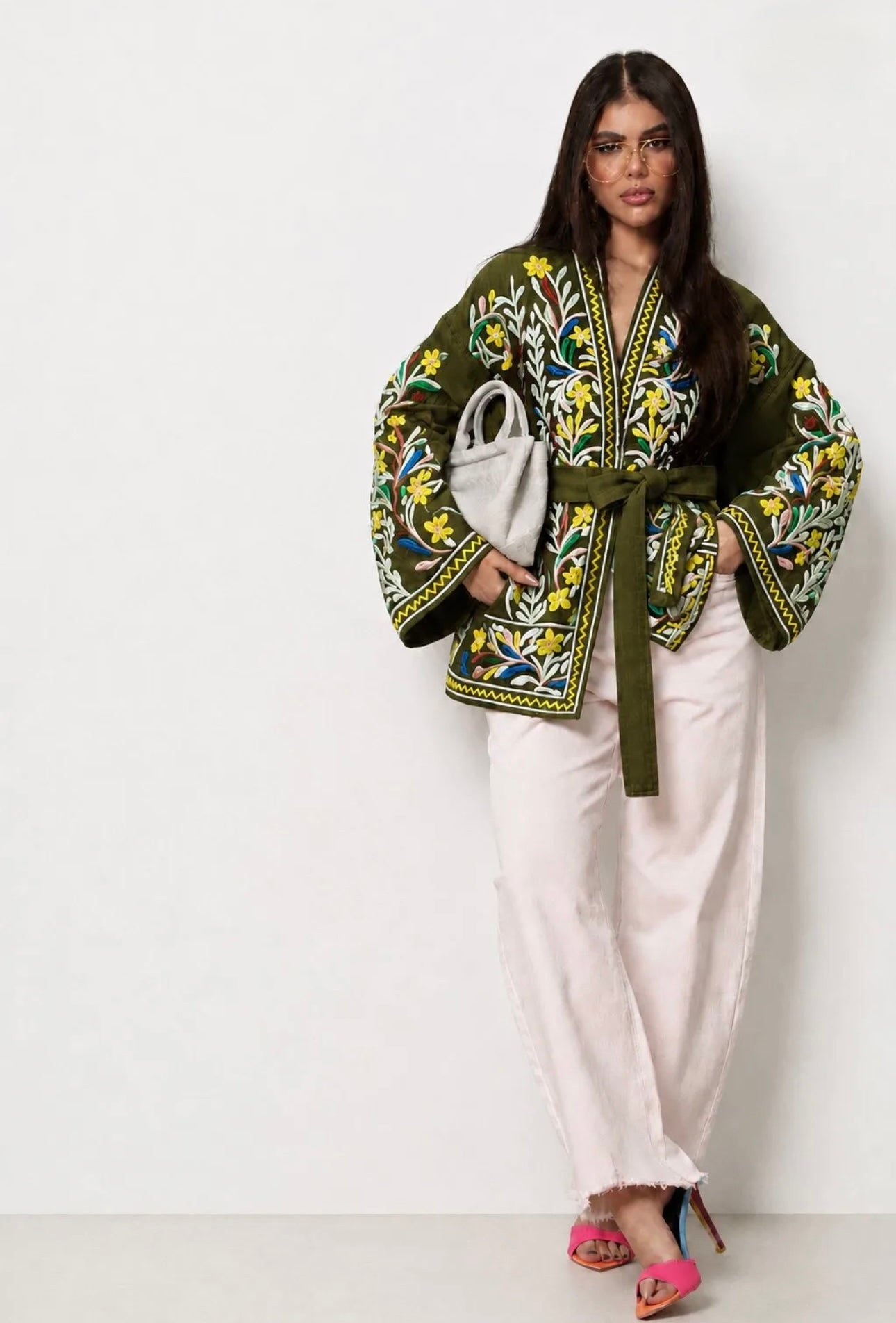 Kimono jeans jacket khaki