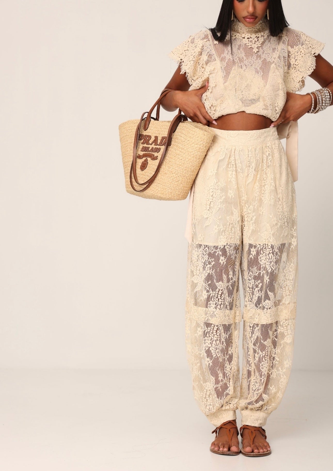 Lace set beige
