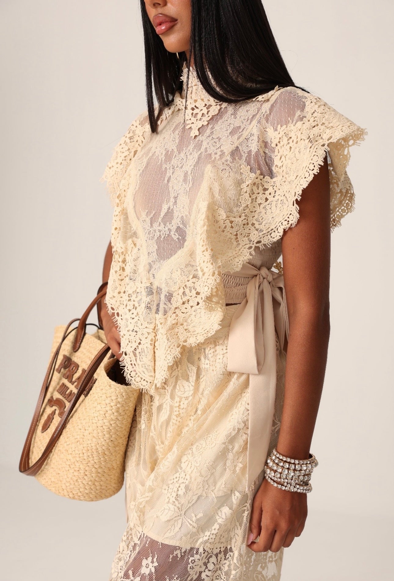 Lace set beige