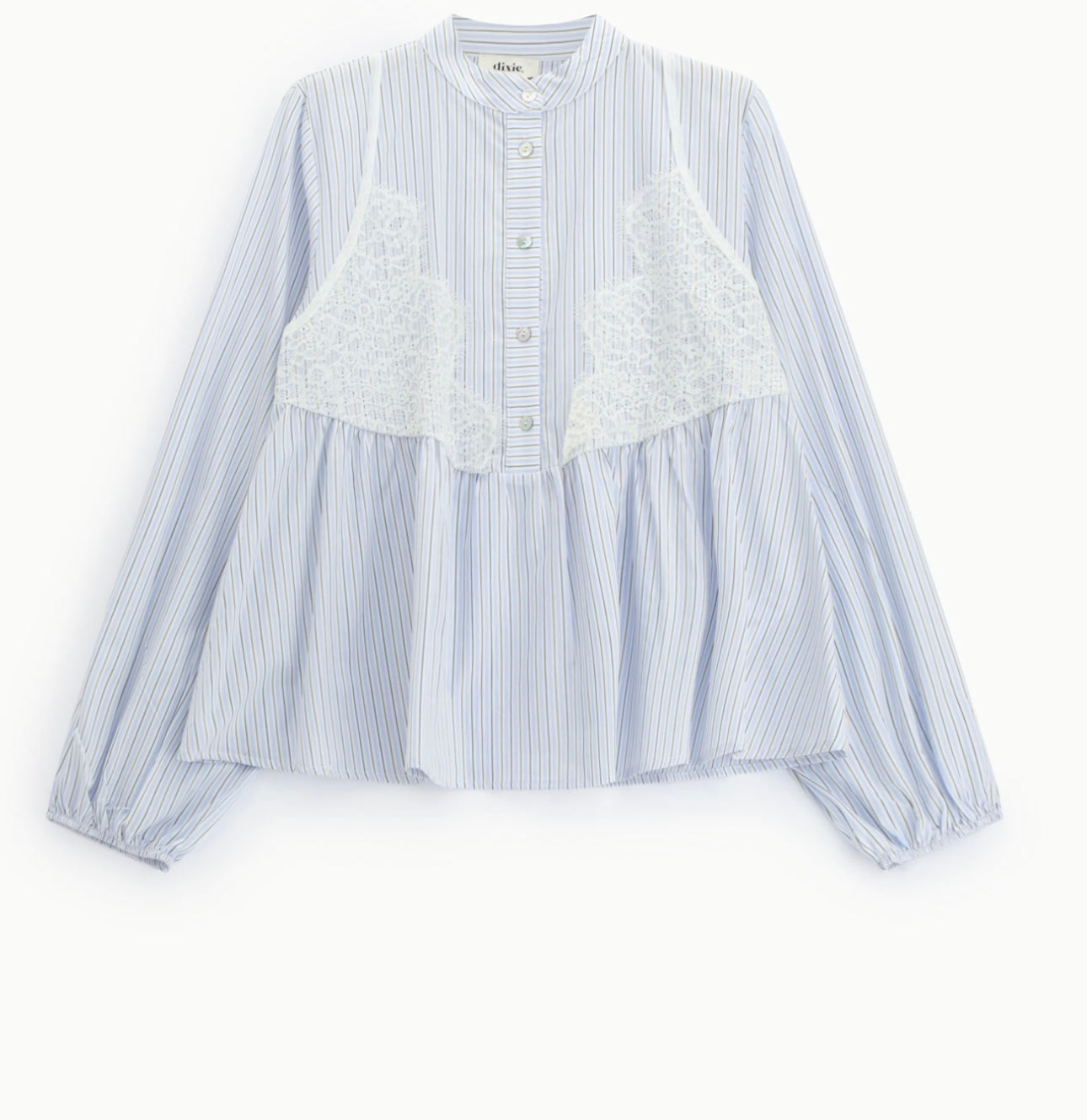 Dixie Striped shirt with lace insert and wide sleeves