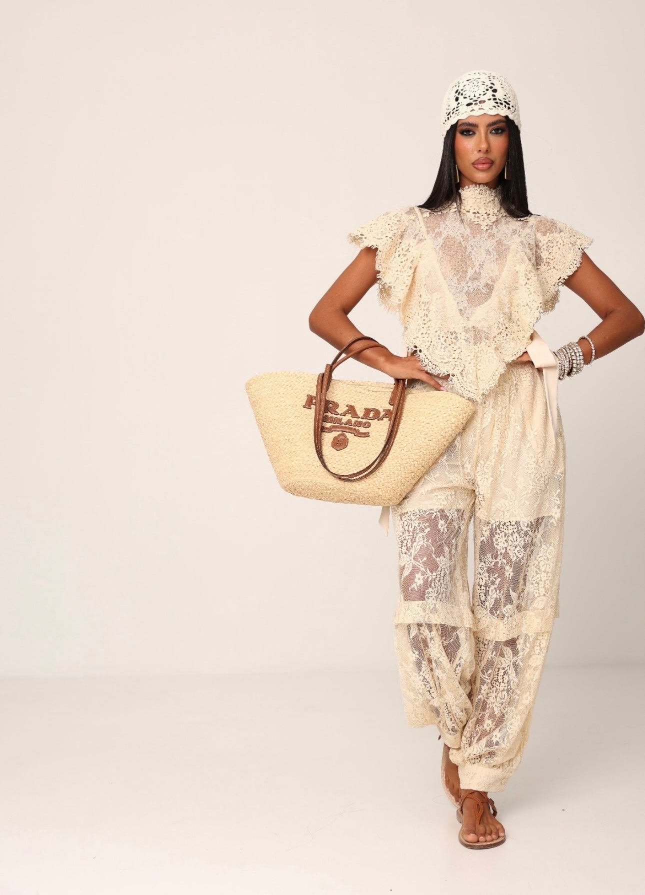 Lace set beige