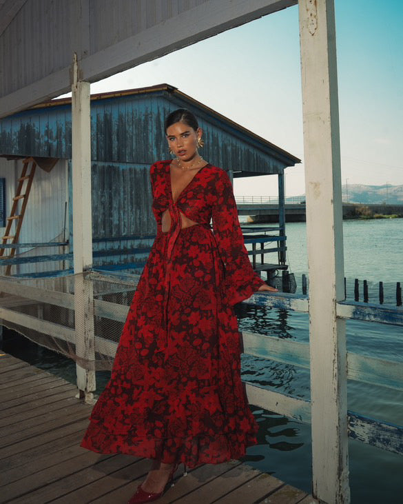 Red Camellias dress