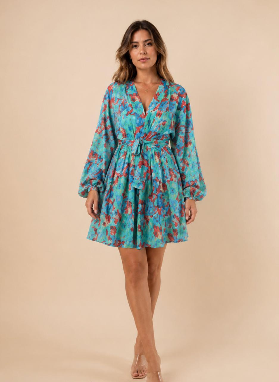 Short dress with belt oversized