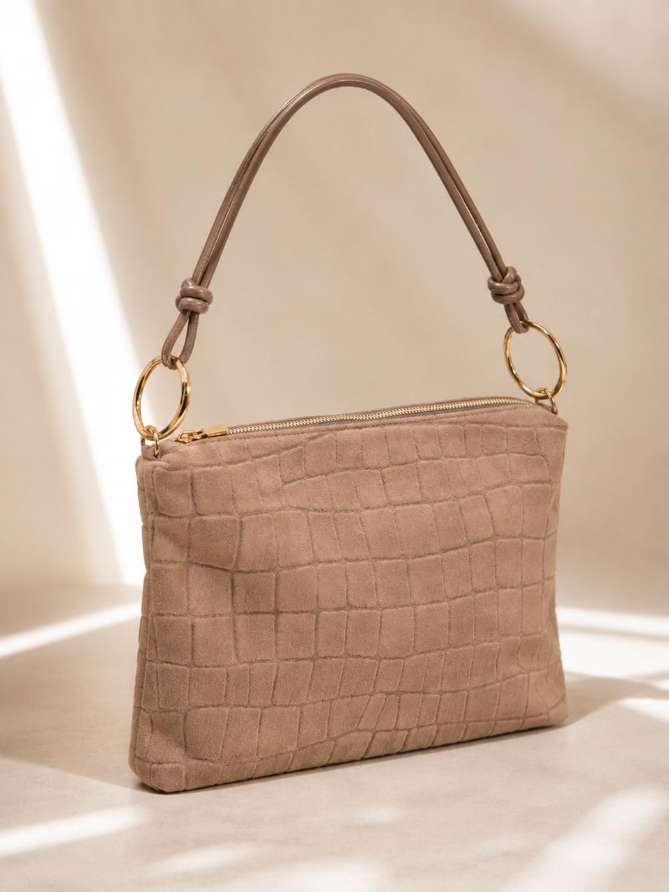 Croc leather shoulder bag