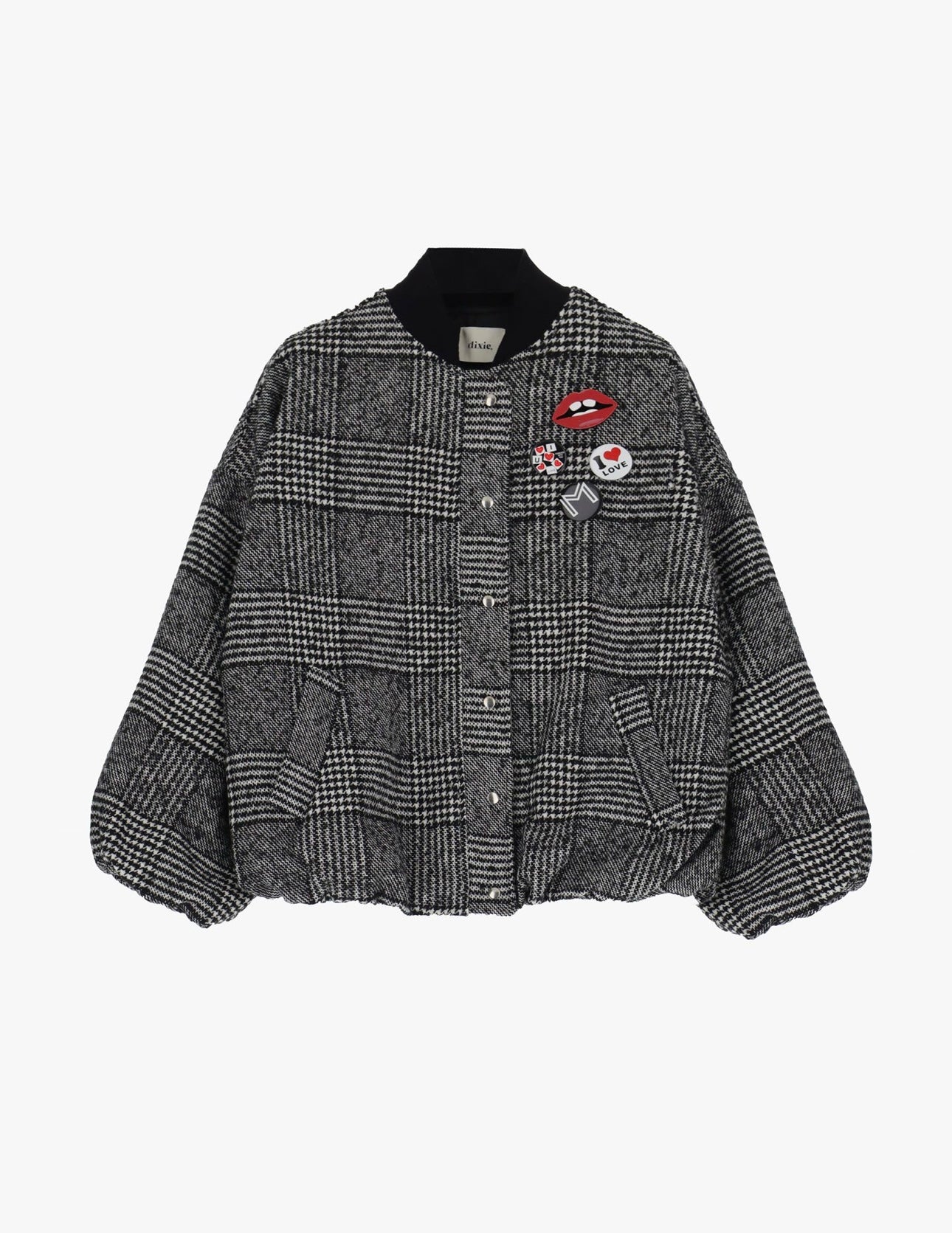 Oversized bomber jacket with brooches