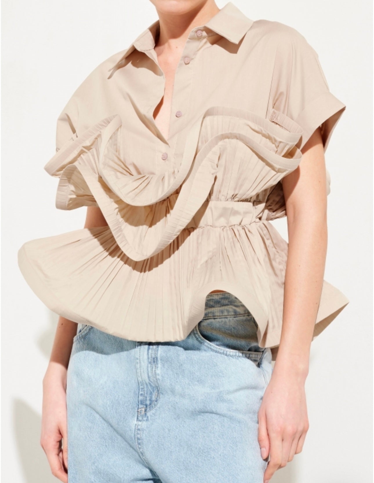 Poplin shirt with ruffle detail