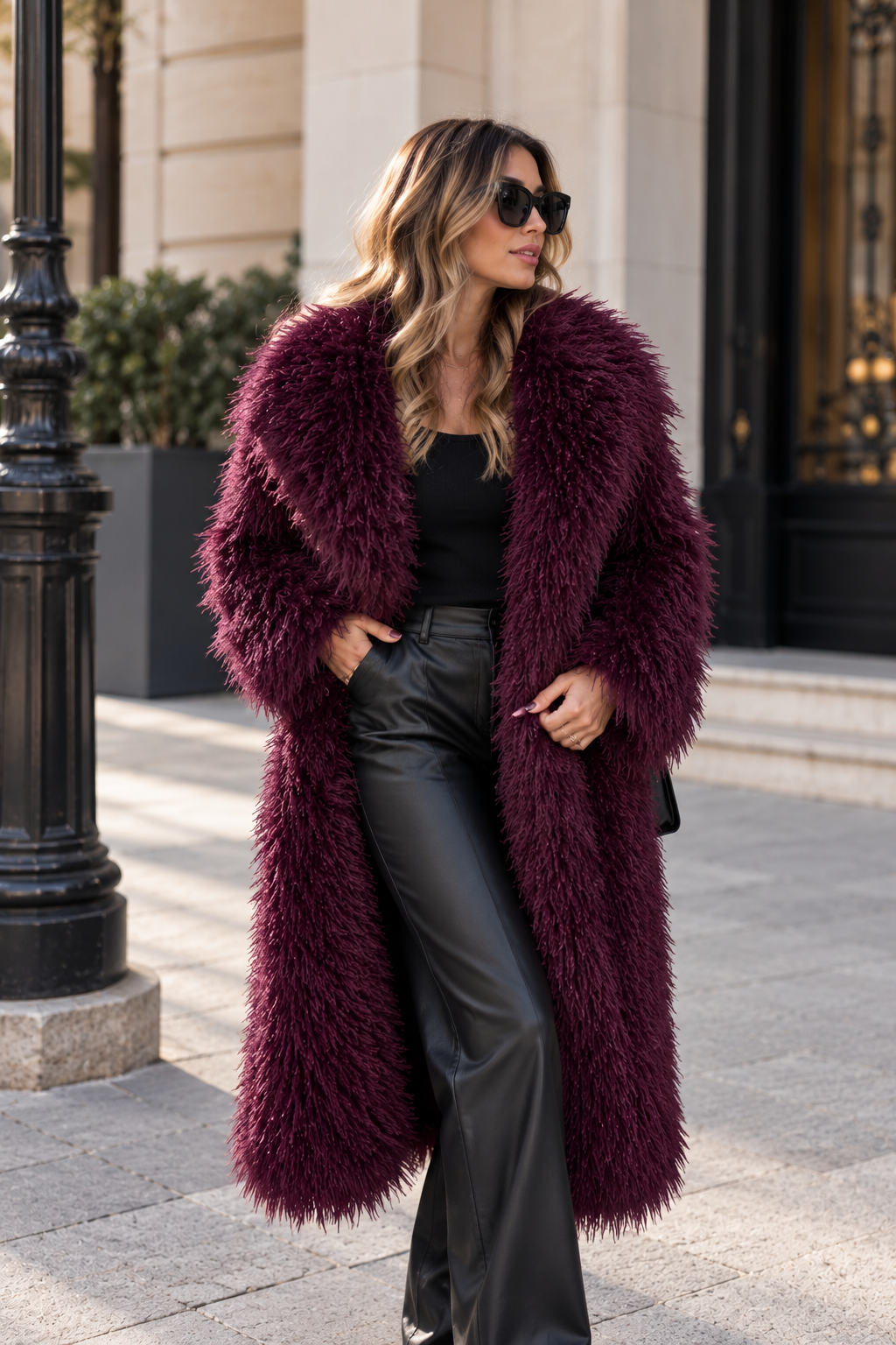 Μακριά Γούνα σε Μωβ – Burgundy Απόχρωση
